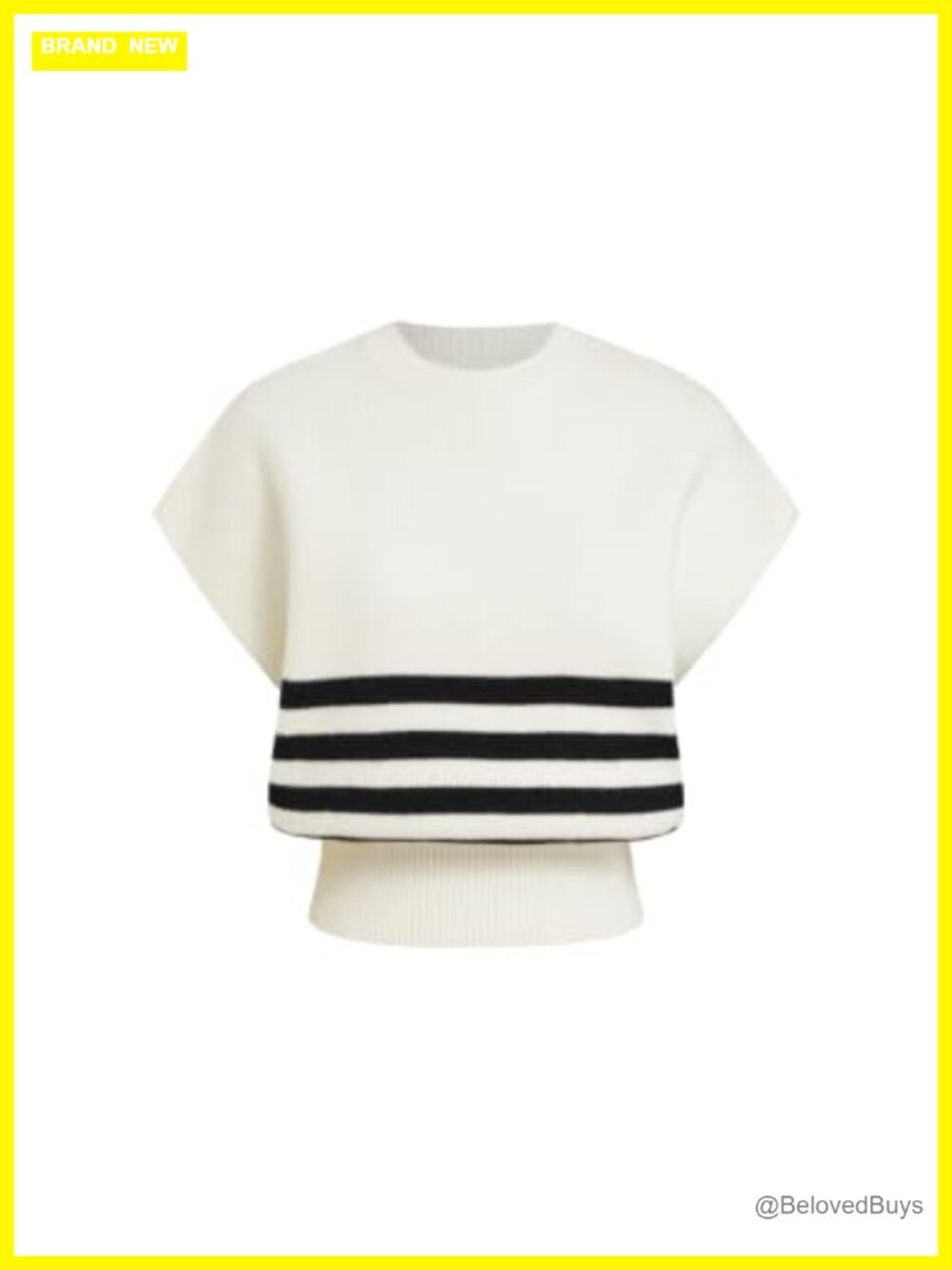 CIDER Sweater Vest Crop Striped Crew Neck Cap Sleeve Tank Top